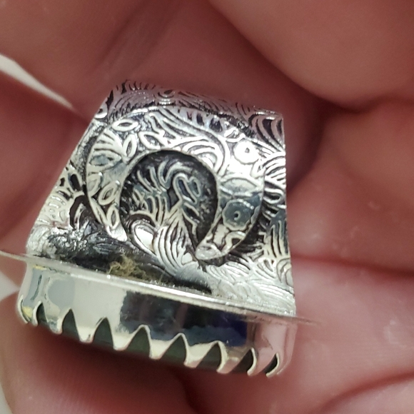 New Witchy Moss Agate Horned Crescent Moon 925 Silver Ring. - Picture 9 of 9